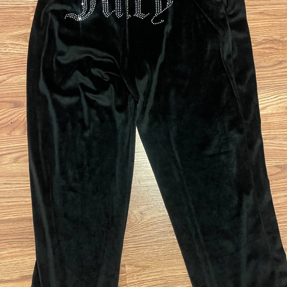 Black bling Juicy couture Velour pants size XL Brand new - Picture 3 of 4